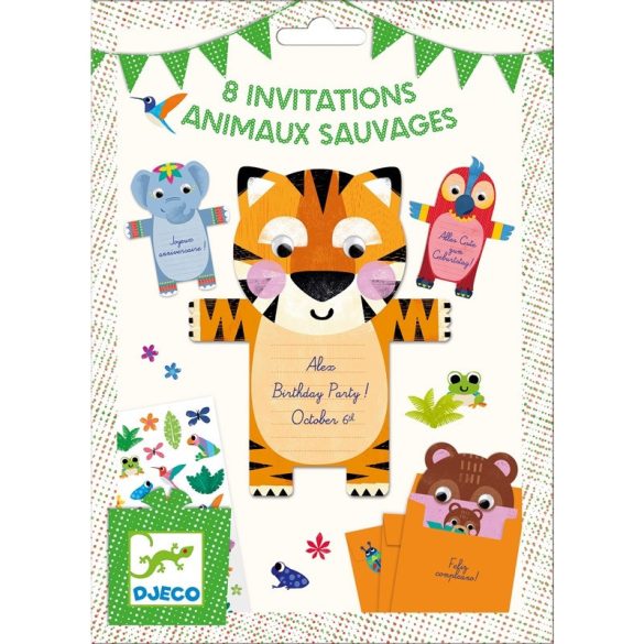 Parti játék -Meghívókártyák - Wild animals invitation cards