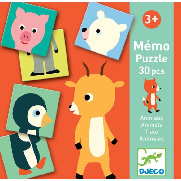 Memóriajáték - Fél állat párosító - Memo Animo-puzzle