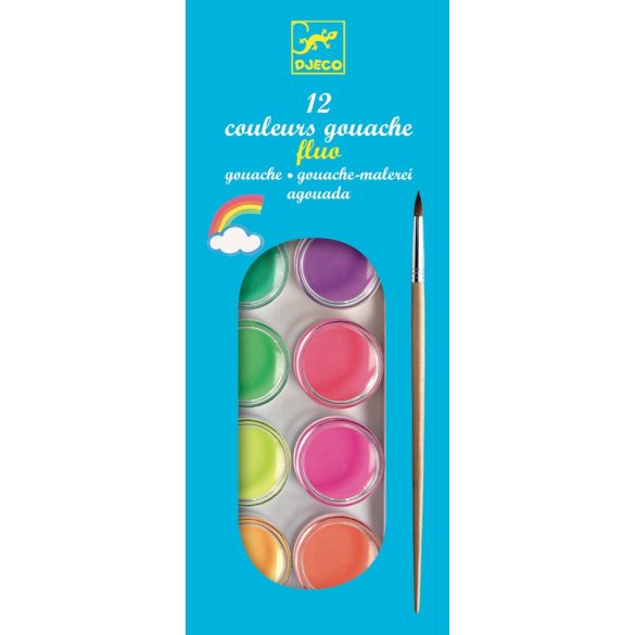 Korongos gouache festék - 12 szín, neon - 12 color cakes - Neon